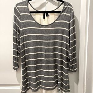 Grey and white striped shirt